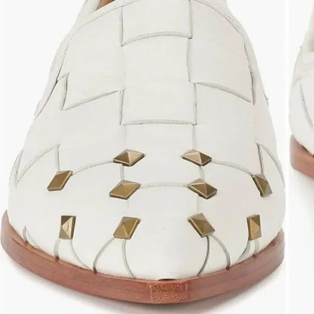 New Nordstrom Frye Kenzie Loafer Size 8.5 M In Studded White Leather